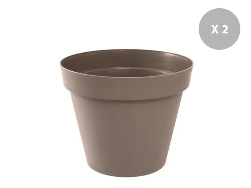 Eda Lot De 2 Pots De Fleur Rond Toscane Ø 60 X H.47 Cm Taupe - Image 2