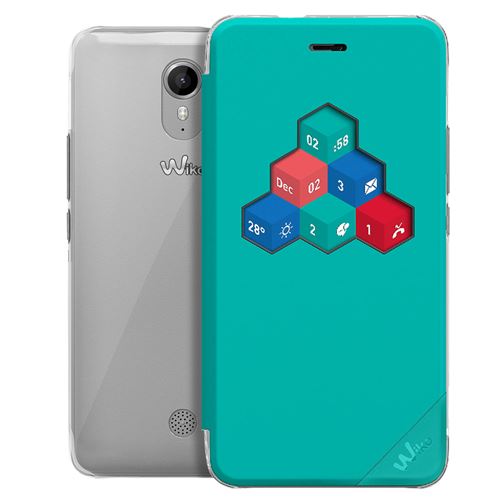 Wiko Smart Folio WiCUBE - Coque de protection pour téléphone portable - mélange de bleu et de vert - pour Wiko TOMMY 2