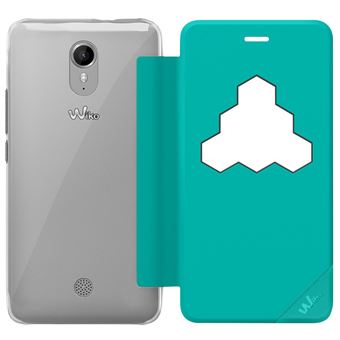 PH26 Housse Folio Portefeuille Wiko Pulp 4G - Éco-Cuir Bleu Chic, Double Clapet, Porte-Cartes Et Fermeture Magnétique