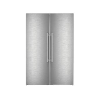 Side-by-Side BluPerformance : SFNsdd5257 (277 l. Classe D) + SRBsdd5250 (386 l. Classe D) congelateur NoFrost/Refrigerateur PowerCooling FreshAir avec BioFresh (0C). Electronique tactile couleur, poignees a depression. Portes inox anti-traces.