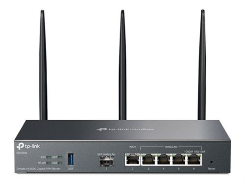 Tp-Link Omada Er706W V1 - Routeur Sans Fil Commutateur 4 Ports - 1Gbe - Ports Wan : 6 - Wi-Fi 6 - Bi-Bande - Fixation Murale