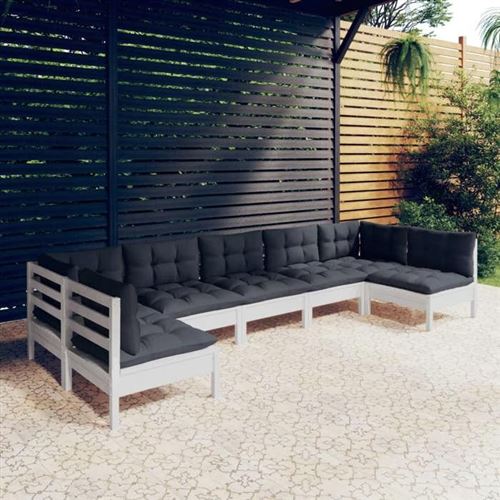 Non Communiqué Blanc Salon De Jardin Modulable Vidaxl Bois Gris 2 Pieces 7 Personnes