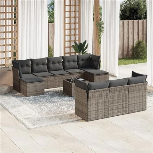 Non Communiqué Gris Salon De Jardin Modulable Vidaxl Rotin 11 Pieces 8 Personnes