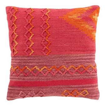 Coussin Déco "Joyeux Ethnic" 45x45cm Rose & Violet - 1