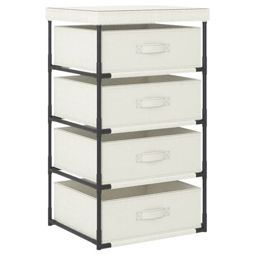 vidaXL Étagère de rangement avec 4 paniers en tissu Acier Crème