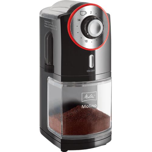 Moulin &agrave; Caf&eacute; Molino 1019-01 6741433 100W Nettoyage Facile Disque de Meulage Plat Rouge Mat