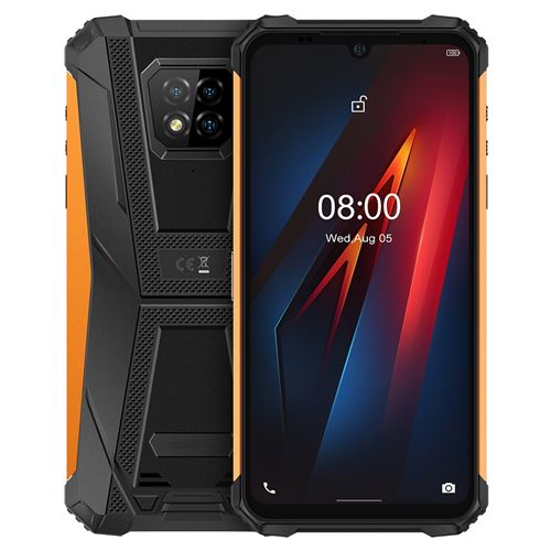 Smartphone Antichoc Android 10 Portable 6.1 pouces Octa Core 4Go + 64Go IP68 Orange +SD 32Go - YONIS