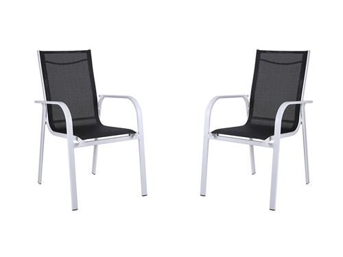 Lot de 2 fauteuils de jardin empilables en aluminium et textile gris et blanc - LINOSA de MYLIA