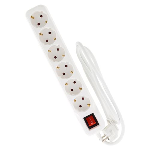 Non Communiqué Blanc Zenitech - Multiprise Schuko + Interrupteur 6X16a - 5M