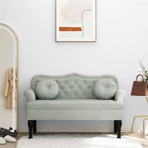 vidaXL Banc avec coussins gris clair 120,5x65x75 cm velours