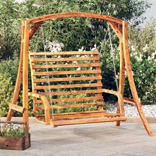 Vidaxl - Panca A Dondolo In Legno Ricurvo Finitura Teak 126x63x92 Cm