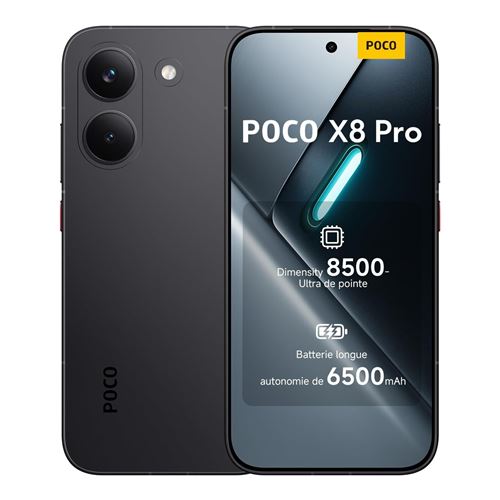 XIAOMI Smartphone  POCO X8 Pro 5G 8Go RAM 256Go Noir 1.5K 120Hz AMOLED 6500mAh 100W 50MP Dimensity 8500-Ultra