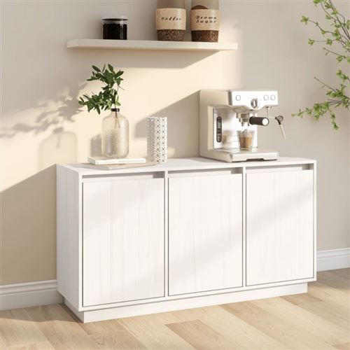 Non Communiqué Blanc Buffet 111X34x60 Cm Bois Massif De Pin
