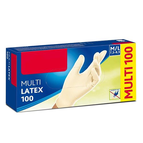 Boîte de 100 gant jetable multiusage en latex naturel non poudré, gant multilatex - taille 7.5 - 8.5 M/L -JUANIO-