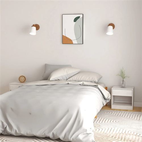 Vidaxl Blanc Lot De 2 Tables De Chevet - Image 3