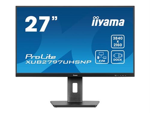 iiyama ProLite XUB2797UHSNP-B1 - Écran LED - 27 - 3840 x 2160 4K @ 60 Hz - IPS - 350 cd/m² - 1300:1 - 4 ms - HDMI, DisplayPort, USB-C - haut-parleurs - mat, noir
