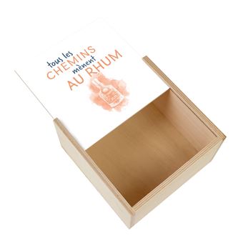Boite Coffret en Bois - Fabulous - Tous les chemins mènent au Rhum (11 x 11 x 3,5 cm) - 1