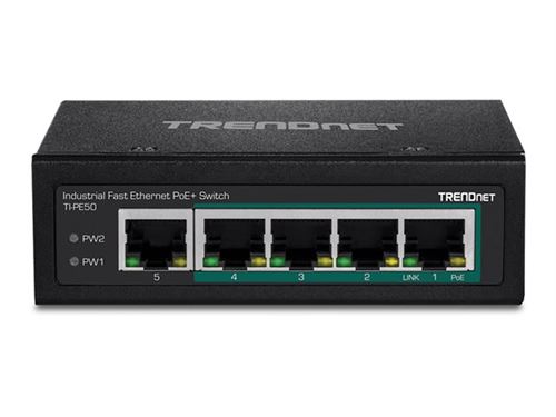 Non Communiqué Trendnet Ti-Pe50 - Commutateur - Non Géré - 4 X 10/100 (Poe+) + 1 X 10/100 - Montage Sur Rail Din, Fixation Murale - Poe+ (90 W) - Tension Cc - Conformité Taa - Image 1