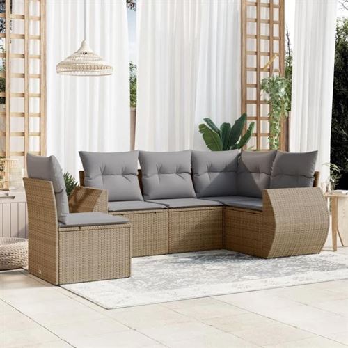 Non Communiqué Beige Vidaxl Salon De Jardin Modulable - Lot De 6 Pieces - Rotin