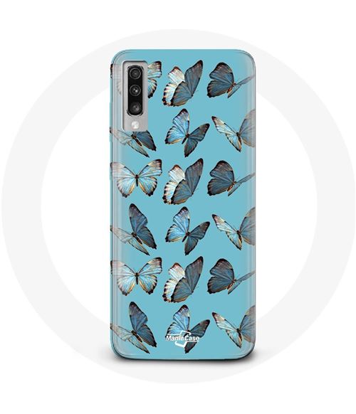 Coque Samsung Galaxy A70 Papillons Fond bleu Maniacase