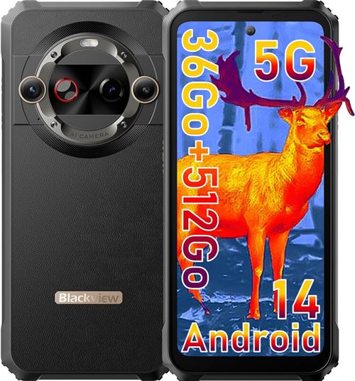 Blackview BL9000 PRO Smartphone 6.78 pouces 12GB 512GB 120W charge Android 14 dual sim 5G-Noir