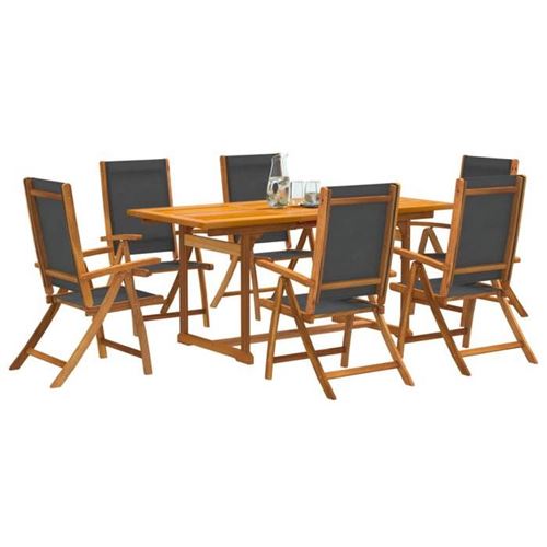 Non Communiqué Multicolore Vidaxl Ensemble À Manger De Jardin 7Pcs Bois D'acacia Solide Textilène, Ensemble À Manger D'extérieur, Meuble De Salle À 3279269
