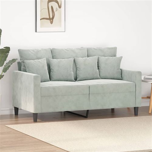 VIDAXL - Canapé 2 places - Velours - Gris clair - 120 cm - Image 2