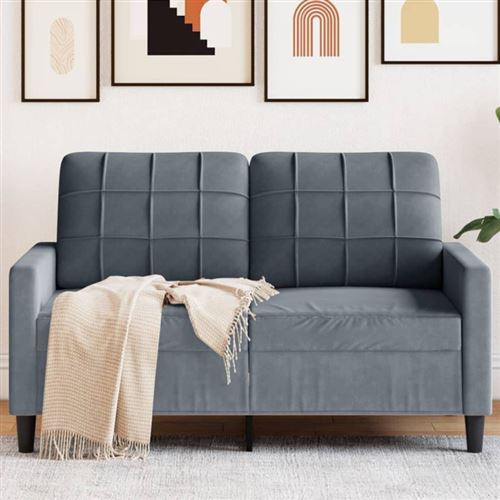 Non Communiqué Multicolore Canapé À 2 Places Gris Foncé 120 Cm Velours