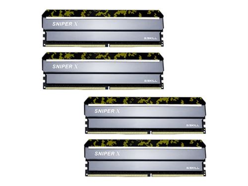 G.Skill SNIPER X Series - Digital Camo - DDR4 - kit - 64 Go: 4 x 16 Go - DIMM 288 broches - 2400 MHz / PC4-19200 - CL17 - 1.2 V - mémoire sans tampon - non ECC - camouflage jaune