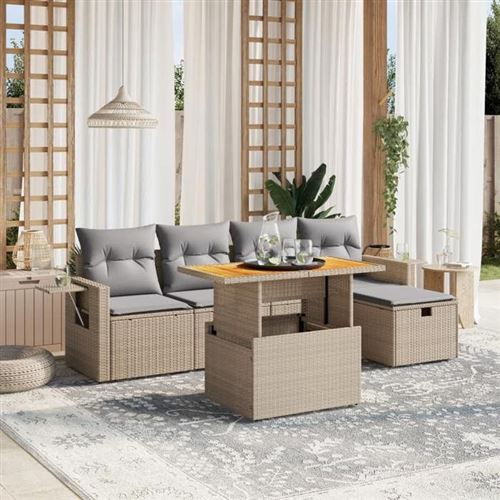 Non Communiqué Beige Vidaxl Salon De Jardin Avec Coussins 6 Pcs, Canapés De Terrasse, Ensemble De Meubles De Patio, Mobilier D'extérieur, 3275698