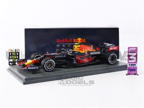 Voiture Miniature de Collection SPARK 1-43 - RED BULL RB16B Honda with PitBoard - Mexican GP 2021 - Blue / Red / Yellow - S7850