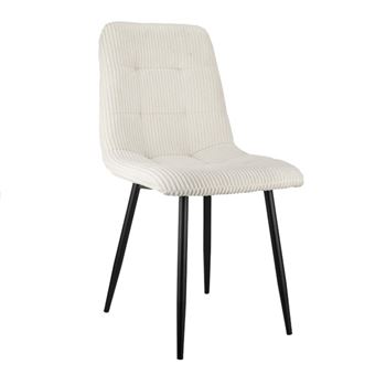 LINFE Chaise de salle à manger, lot de 2, tissu velours côtelé, coussins extra épais, structure en métal noir, pour salle à manger, salon, 44 x 41 x 86 cm, gris - 1