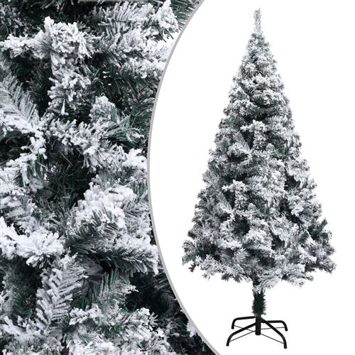 vidaXL Sapin de Noël artificiel LED et flocons de neige Vert 210 cm