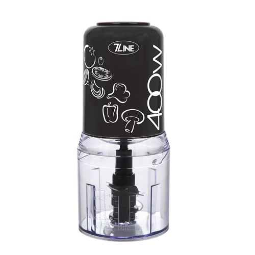 Mini-HACHOIR - 7 LINE - HFP-501N - Noir - 400W - 4 lames acier inoxydable - Multifonctions - Bol : 500ml