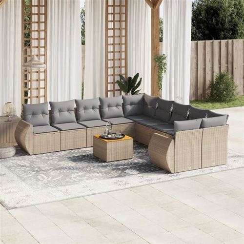 VIDAXL  Salon de Jardin 11 pcs - Beige
