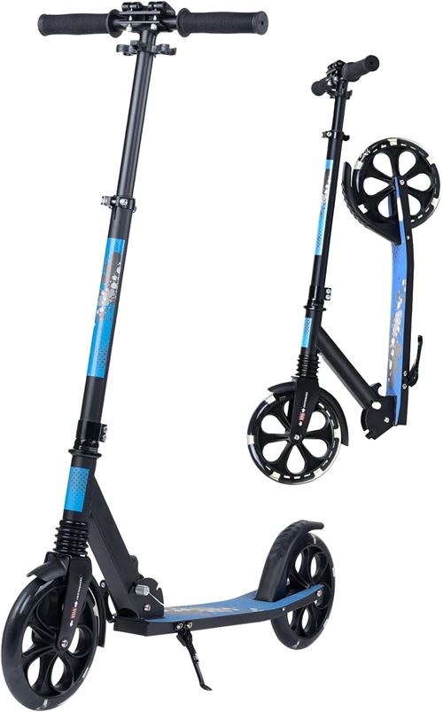 Trottinette enfant BIGZZIA, avec direction à 360°, roues de 20cm, à double suspension, pliable et réglable en hauteur