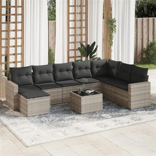 Non Communiqué Marron Vidaxl Salon De Jardin Avec Coussins 9 Pcs, Canapés Avec Pieds Réglables, Ensemble De Meubles D'extérieur Patio Terrasse, 3219362