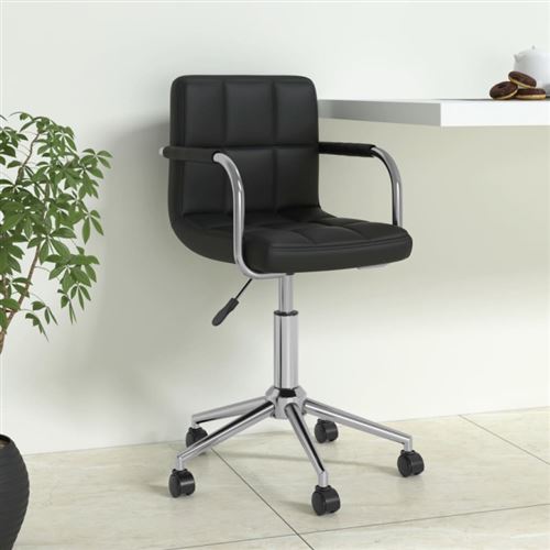 Chaise de bureau pivotante Noir Similicuir
