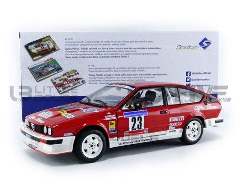 Voiture Miniature de Collection SOLIDO 1-18 - ALFA-ROMEO GTV6 - Tour de Corse 1985 - Red / White - 1802306