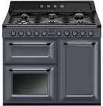 Smeg Victoria TR103GR - Cuisinière (four à deux étages) - pose libre - largeur : 100 cm - profondeur : 65.5 cm - hauteur : 102.5 cm - avec système auto-nettoyant - Gris ardoise