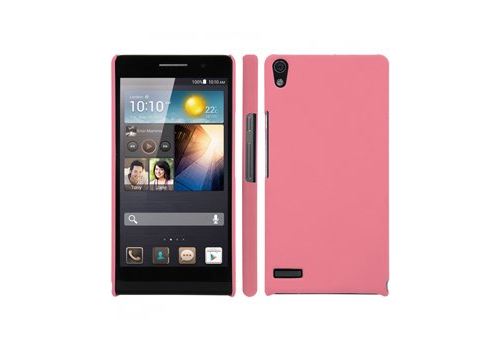 Coque rigide Rose pour Huawei Ascend P6 aspect mat toucher rubber gomme