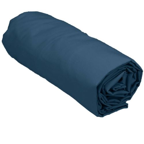 Drap housse Satin de Coton 120 fils/cm² Uni VERSAILLES Marine 160x200