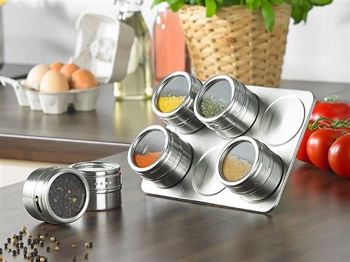 Support à épices magnétique avec 6 pots