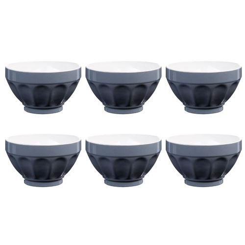 Lot de 6 Bols À Côtes 73cl Gris
