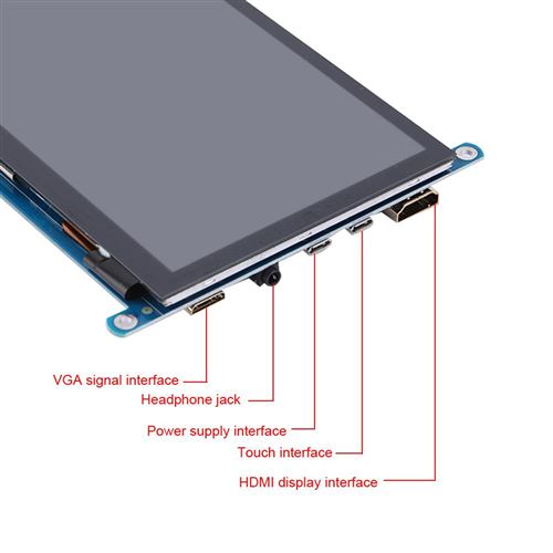 LCD HDMI 7 pouces (H) 1024 * 600 IPS Capacitif avec Sortie Tactile Ecran  Tactile pour Raspberry Pi