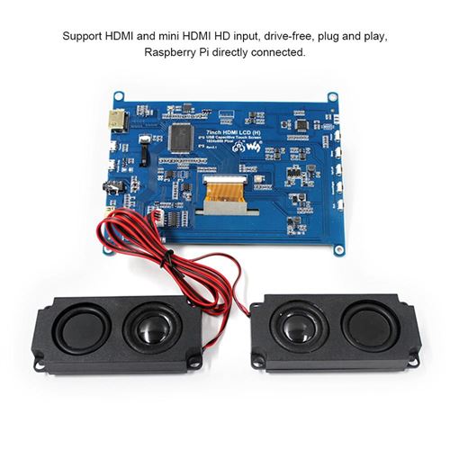 LCD HDMI 7 pouces (H) 1024 * 600 IPS Capacitif avec Sortie Tactile Ecran  Tactile pour Raspberry Pi