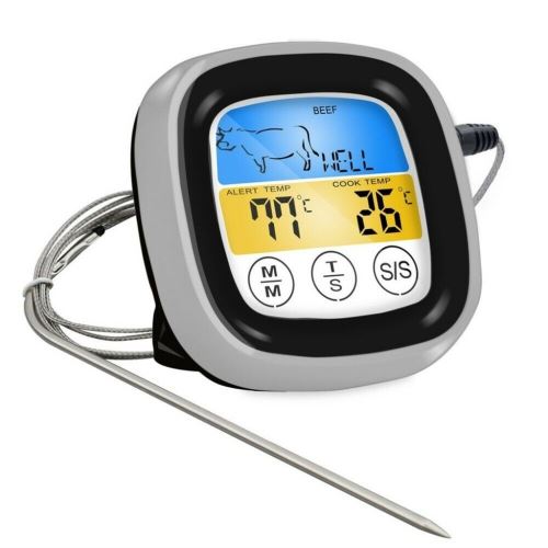 Thermomètre de Bbq pour Le Four Viande Grill avec Bluetooth Sondes de Cuisson LED Minuterie Noir Pl602