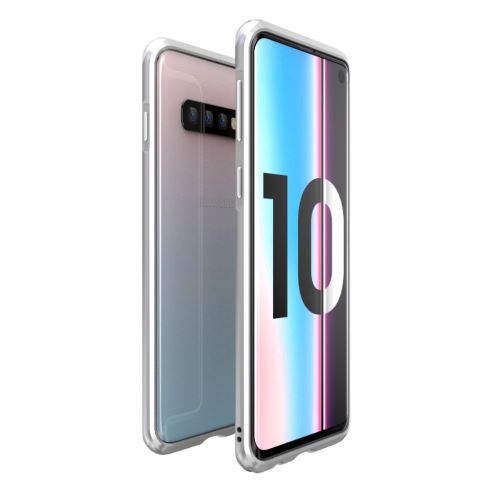 Bumper en métal cadre d'attraction magnétique argent pour votre Samsung Galaxy S10