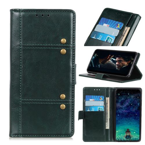 Etui en PU rivet décoré cheval fou vert noirâtre pour votre Xiaomi Redmi 7A