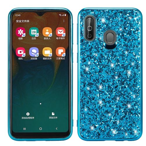 Coque en TPU cadre paillettes scintillantes bleu pour votre Samsung Galaxy A40